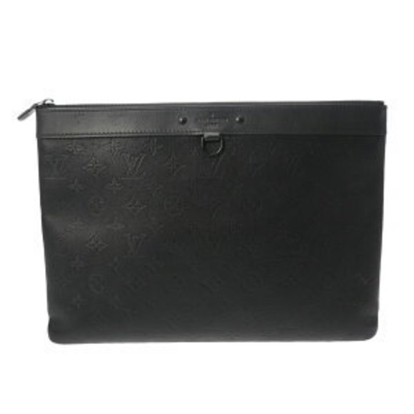 Louis Vuitton Monogram Shadow Pochette Discovery Black Calfskin Clutch Bag - Picture 1 of 9